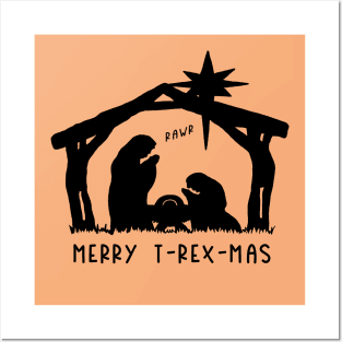 Christmas Cheer: Merry T-Rex-Mas (black text) Posters and Art